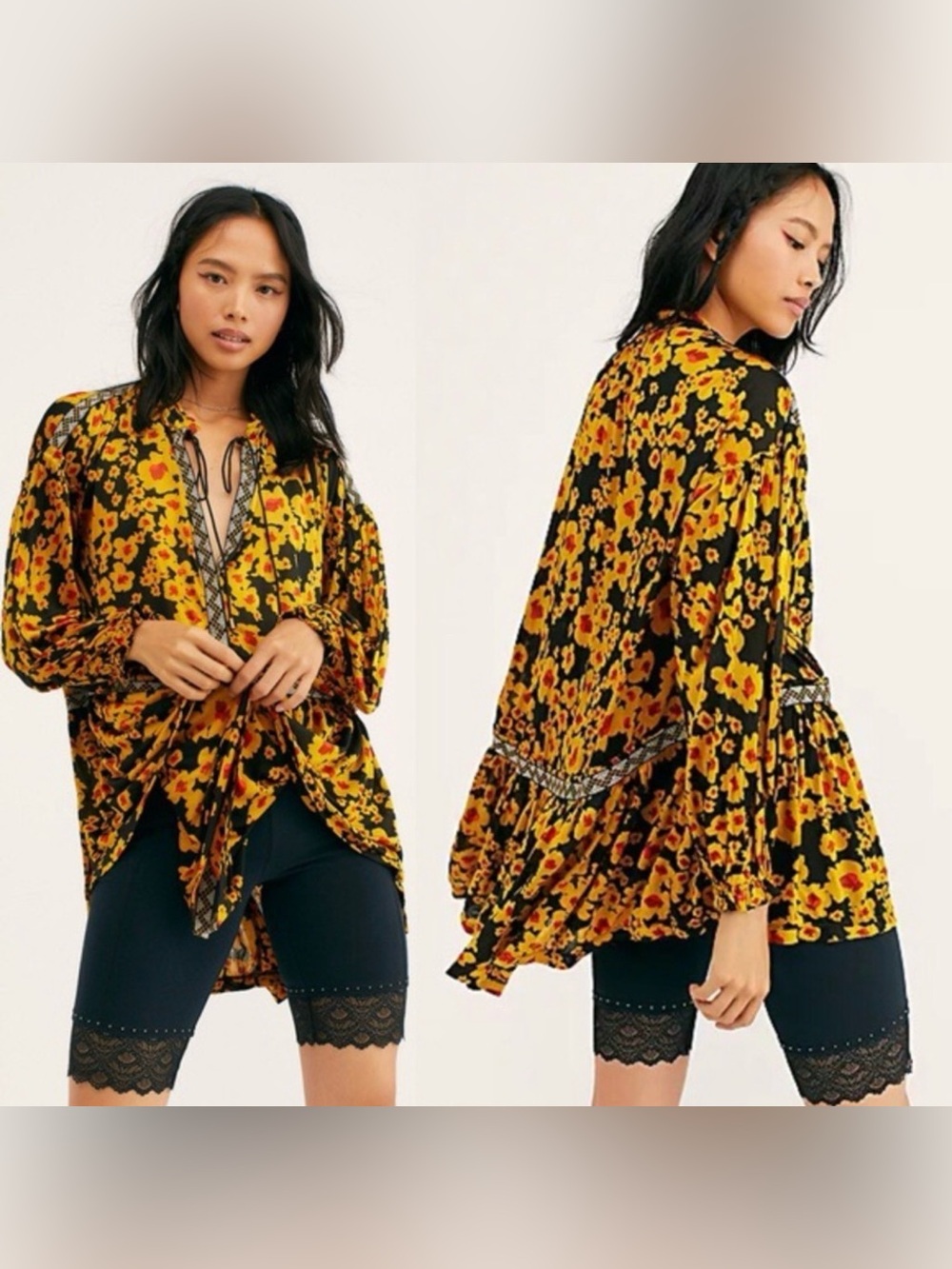 Free People Love Letter Floral Print Tunic Dress